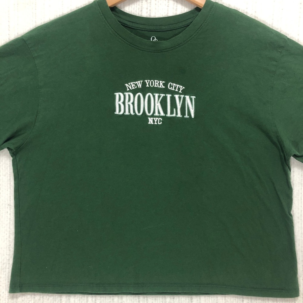 Organic Generation‎ Brooklyn NYC Embroidered Cotton T-Shirt Green XL MW1022